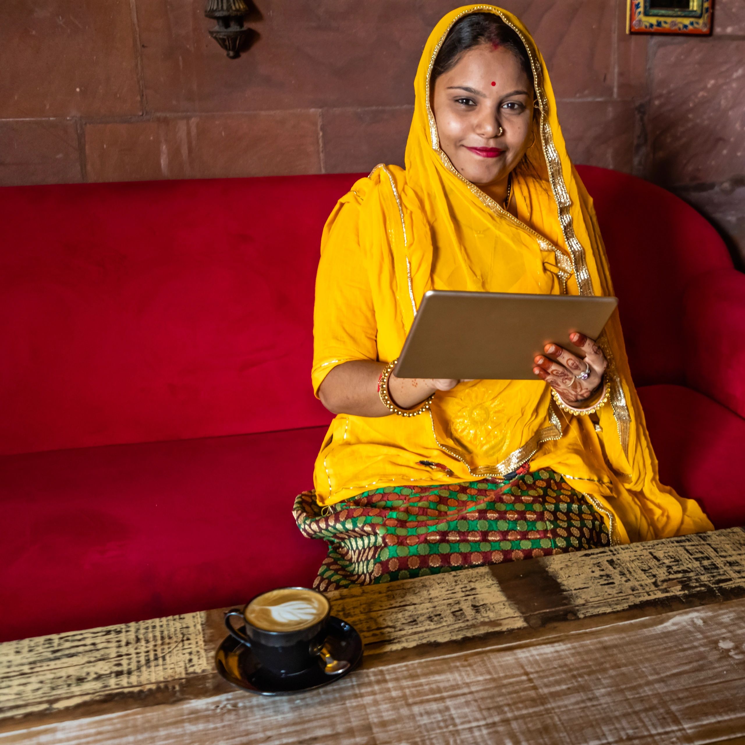 Young student using a tablet for online learning